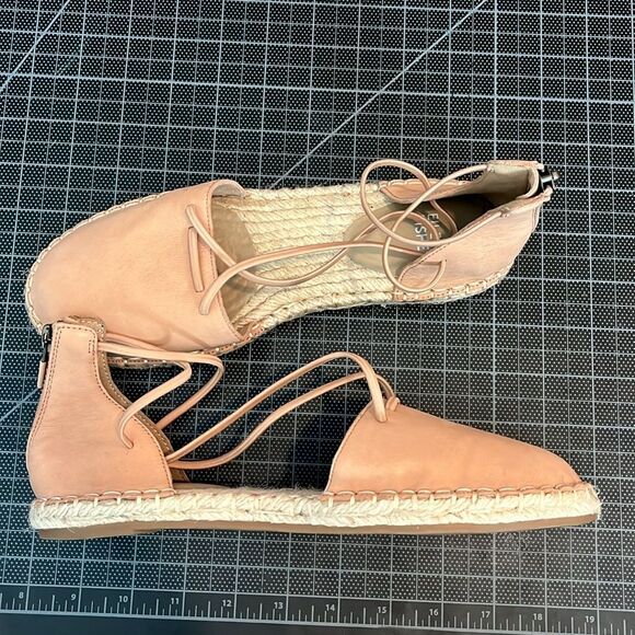 Eileen Fisher Lace-Up Leather Espadrille Sandal, Toffee Cream Pink Size - Picture 5 of 7